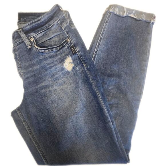 Silver Jeans. Distressed Boyfriend, Raw Hems, Mid Rise, Size 28 - Picture 1 of 9
